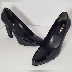 Prada Women's Size 37.5 Black Patent Heels